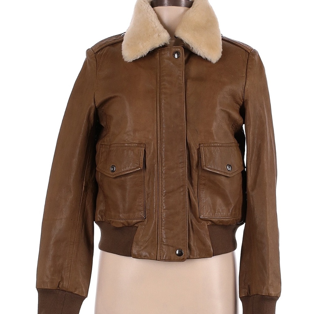 Banana republic flight leather flight moto jacket size Med EUC